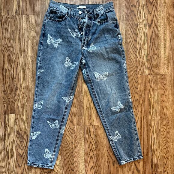 Pacsun Size 28 Ultra High Rise Butterfly Print Jeans - Picture 1 of 5
